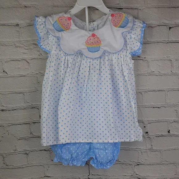 'EVERLASTING HEIRLOOM' SCALLOP NECK EMBROIDE CUPCAKE TOP & BLOOMER 2-PIECE SET - Picture 14 of 14